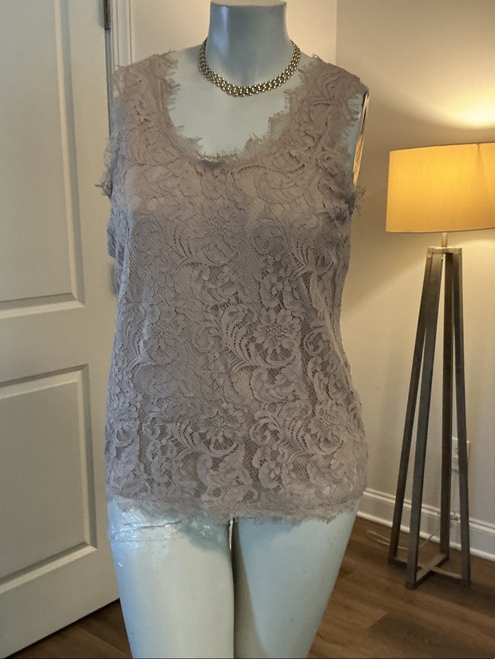 Adiva Sleeveless Floral Lace Camisole in Blush
